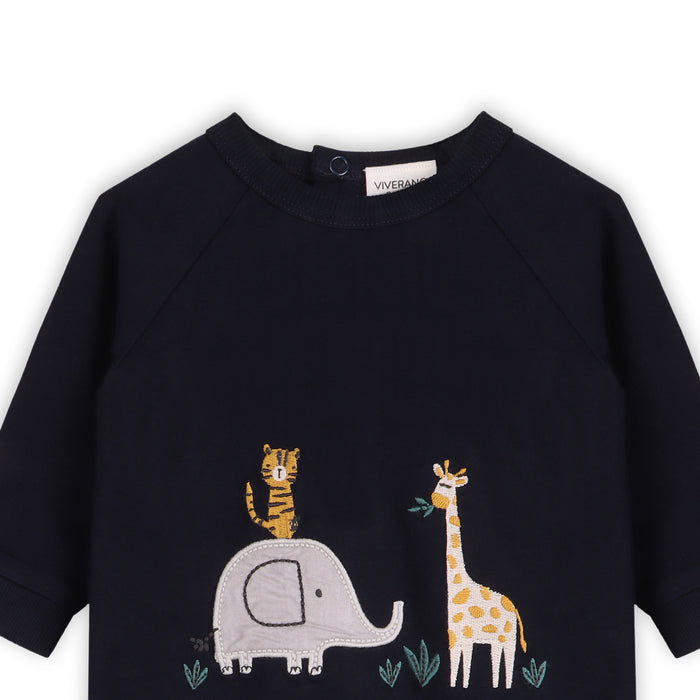 Animal Safari Embroidered Baby Jumpsuit (Organic Cotton)