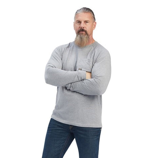 Ariat Men's Rebar Cotton Strong Long Sleeve T-Shirt_Heather Grey T-Shirts Ariat Heather Grey 2XL Reg