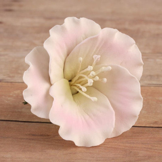 Pink Azalea Blossom cake decoration handmade from gumpaste perfect for cake decorating.  Works on rolled fondant wedding cakes and fondant birthday cakes and cupcakes.