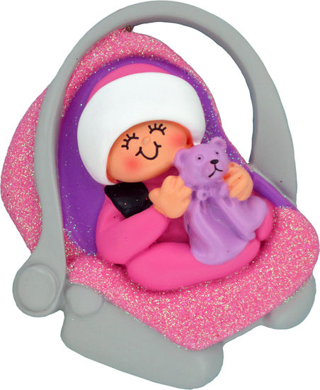 Baby in Carrier Girl- Personalized Christmas Ornament