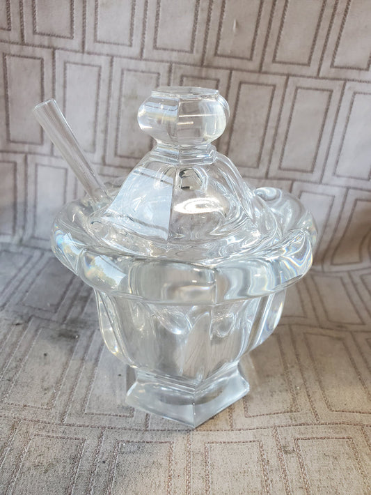 Baccarat Crystal Mustard Jar with Spoon