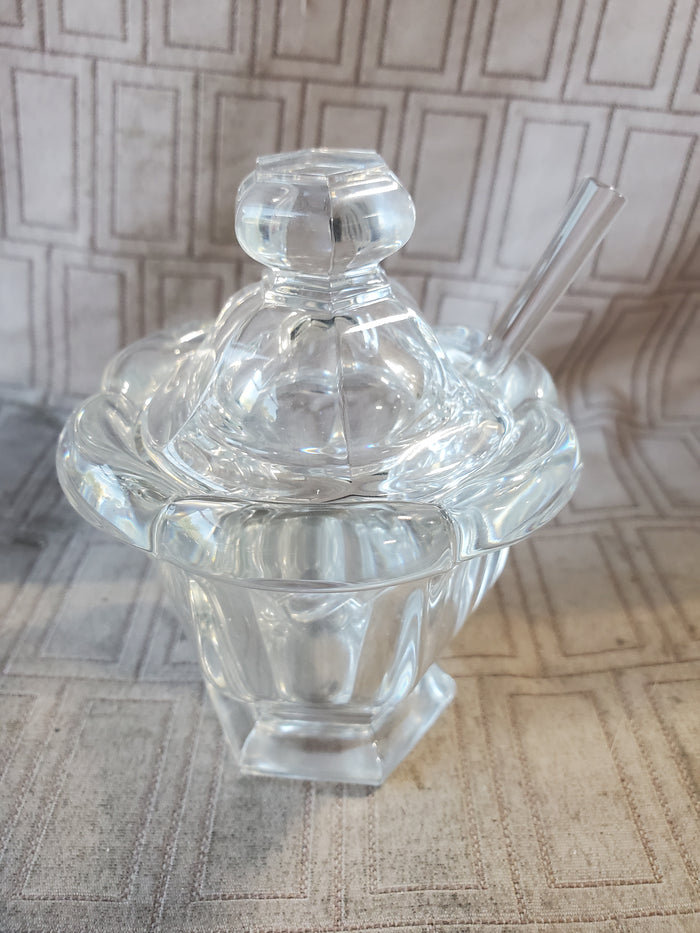 Baccarat Crystal Mustard Jar with Spoon