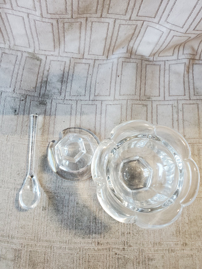 Baccarat Crystal Mustard Jar with Spoon