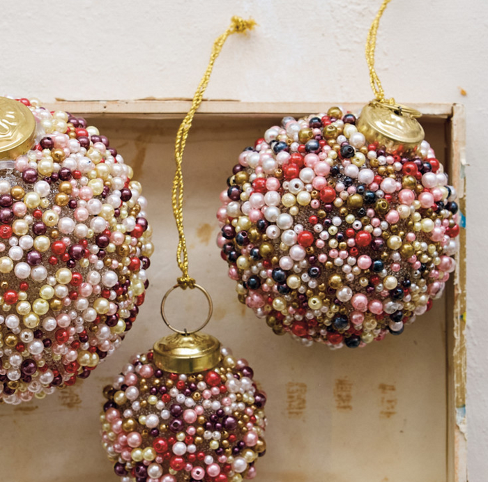 Beaded Glass Ball Ornament, Rainbow Multi - 13 Hub Lane   |  Glass Ball Ornaments