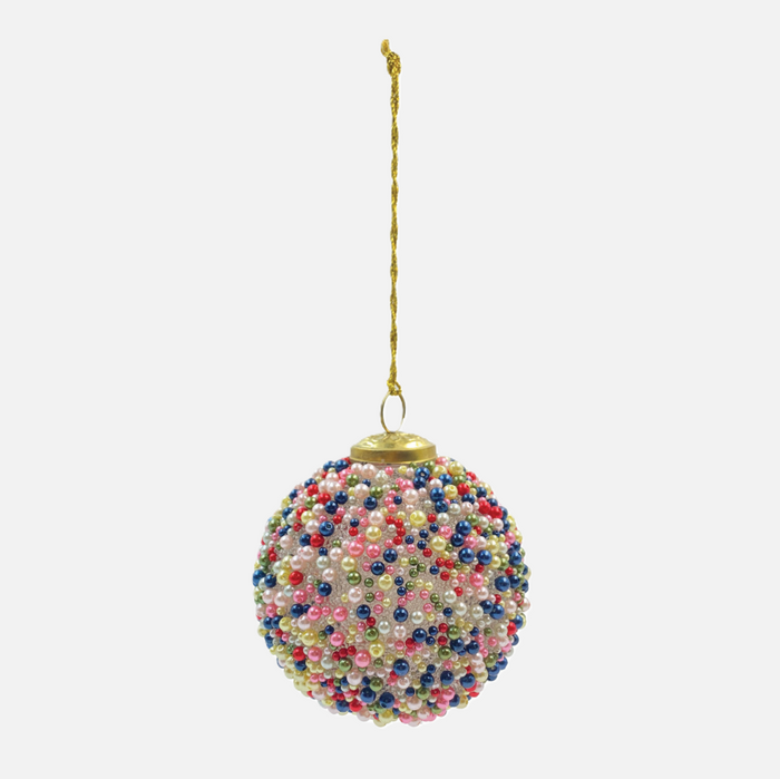 Beaded Glass Ball Ornament, Rainbow Multi - 13 Hub Lane   |  Glass Ball Ornaments