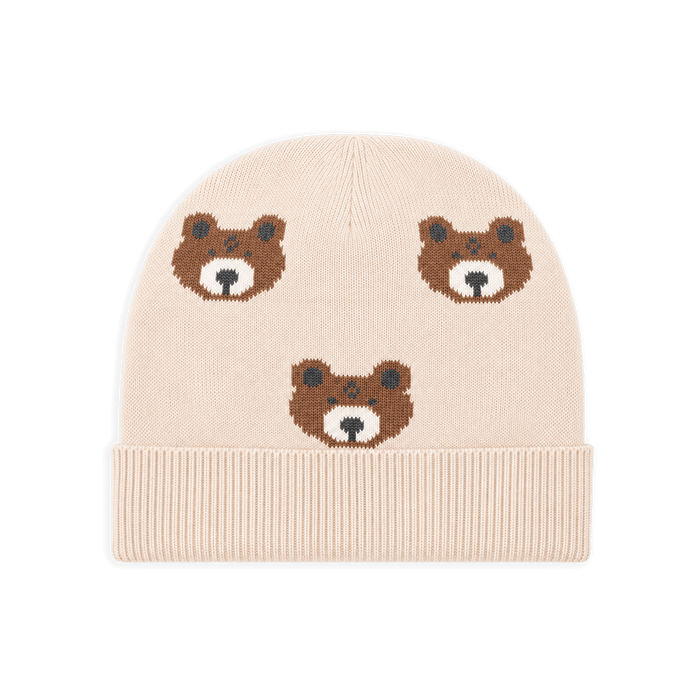 Organic Cotton Bear Sweater Knit Round Baby Beanie Hat