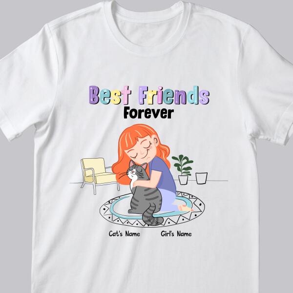 Best Friends Forever - Personalized Cat And Girl T-shirt