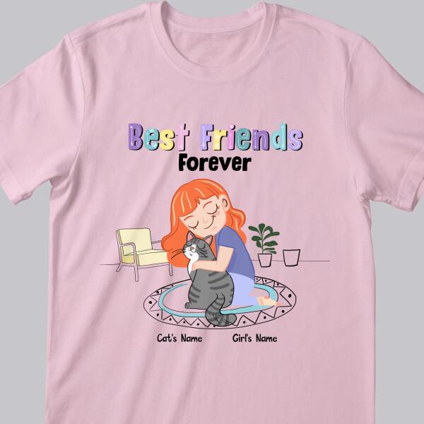 Best Friends Forever - Personalized Cat And Girl T-shirt