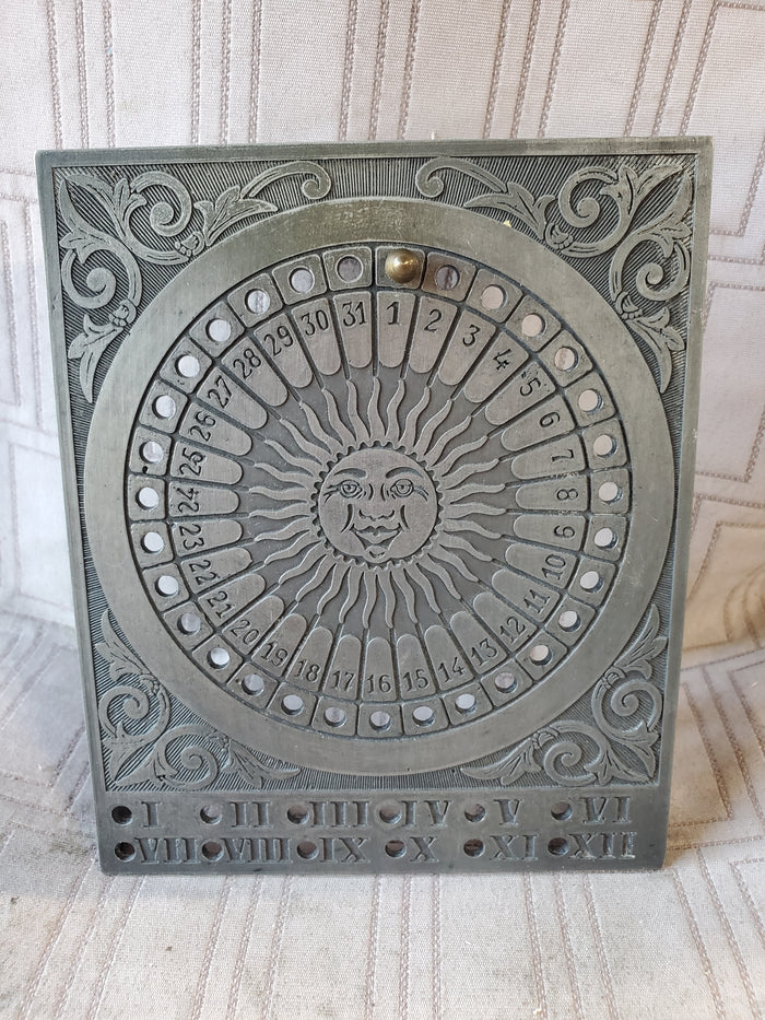 Block Zinn German Metal Perpetual Calendar