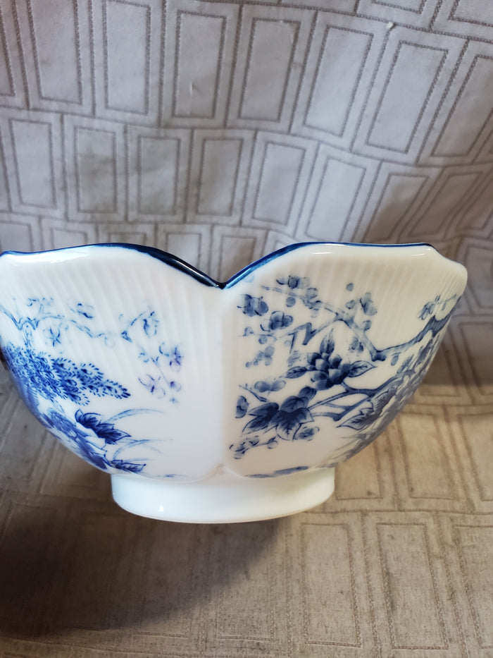 Blue and White Asian Inspired Lotus Bowl