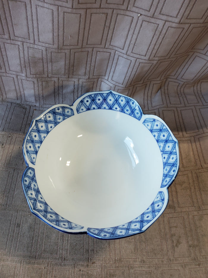 Blue and White Asian Inspired Lotus Bowl