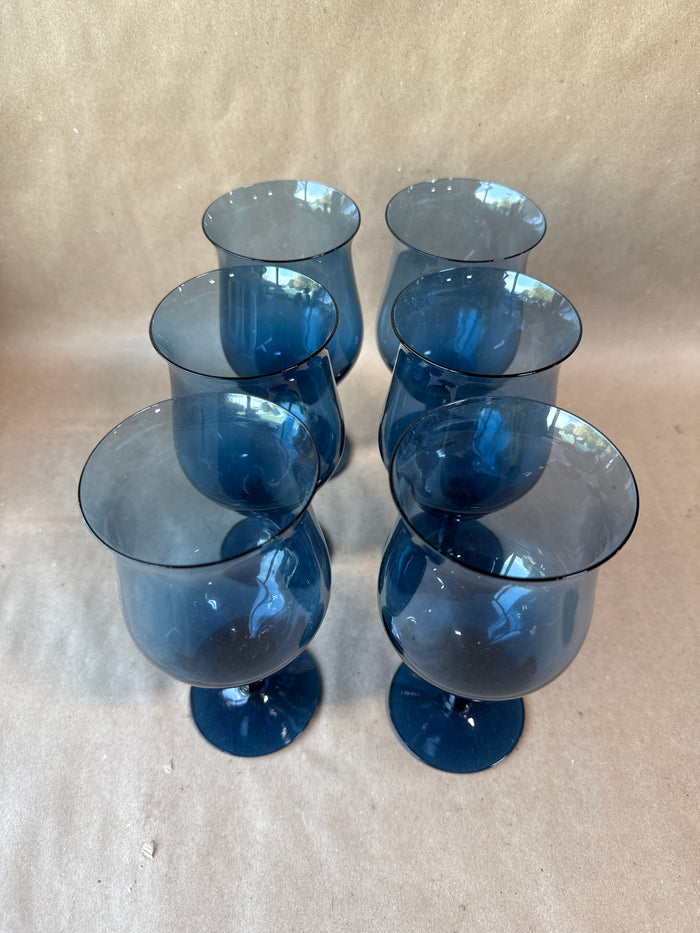 Blue Wine Goblets - Set Of 6