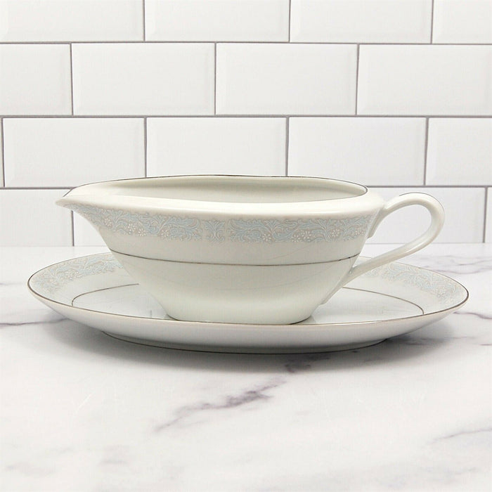 Bluedale by Fine China of Japan Gravy Boat and Plate Set Dinnerware 3074
