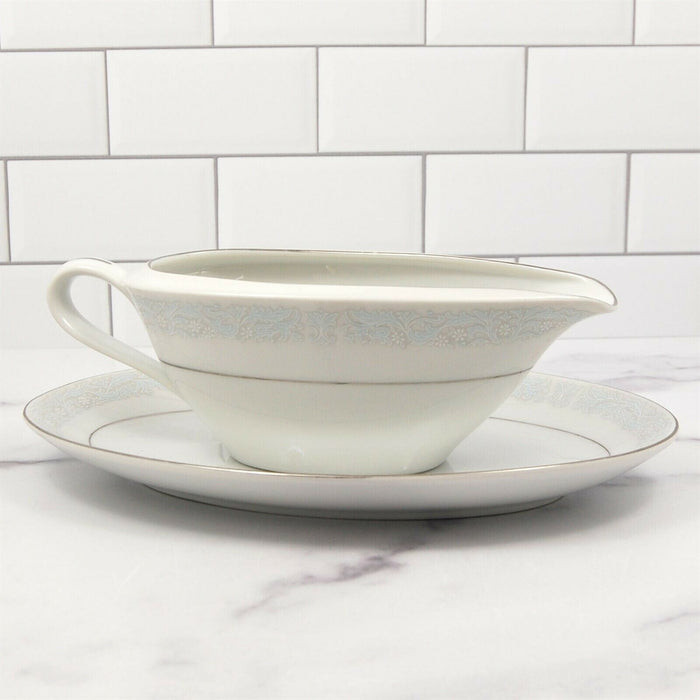 Bluedale by Fine China of Japan Gravy Boat and Plate Set Dinnerware 3074