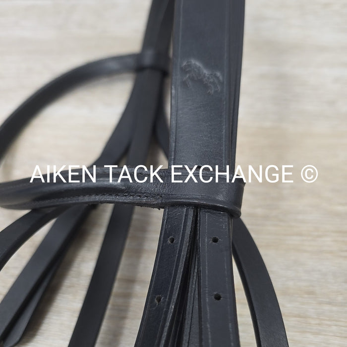Bobby's English Tack Weymouth Double Bridle with Matching Rein Set, Black, Size