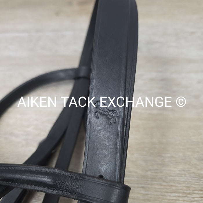Bobby's English Tack Weymouth Double Bridle with Matching Rein Set, Black, Size