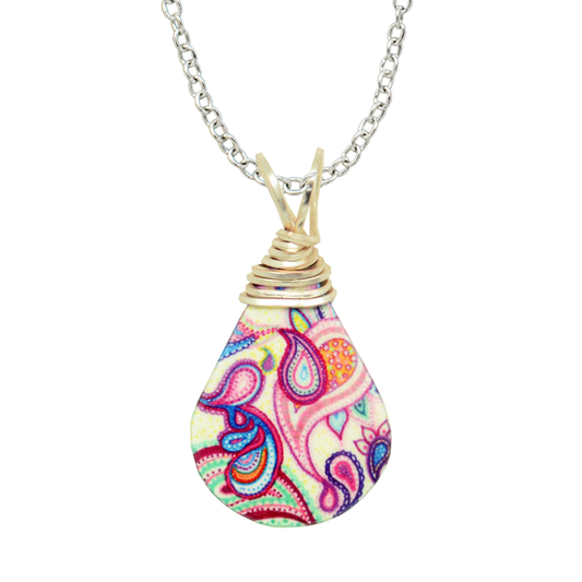 Boho Paisley Necklace, Sterling Silver Earwires, Item# 4334X
