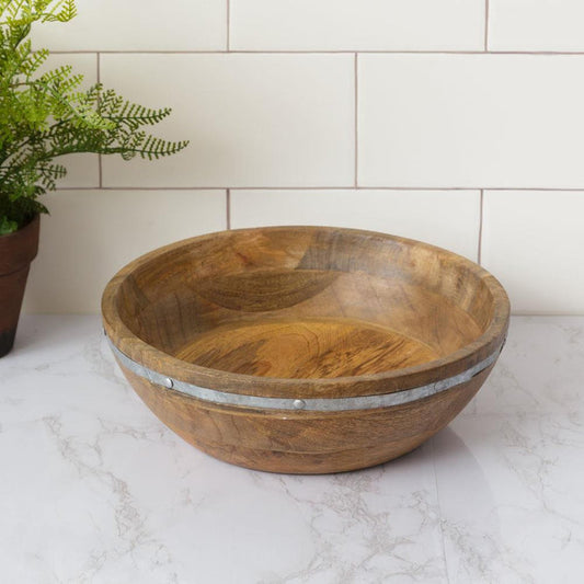Bowl - Wood with Metal Embellishment, Large