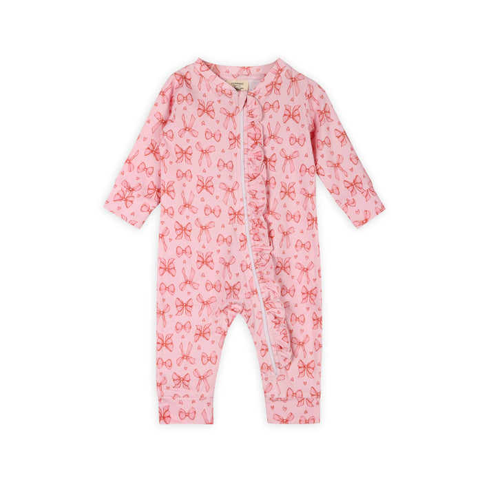 Bows Baby Zippered Ruffle Jumpsuit (Organic Jersey)