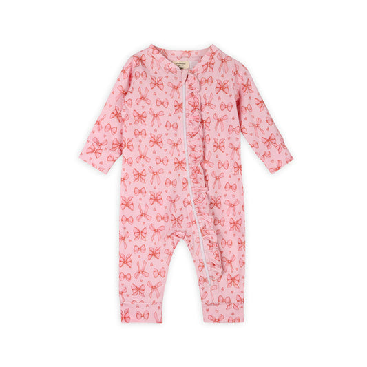 Bows Baby Zippered Ruffle Jumpsuit (Organic Jersey)