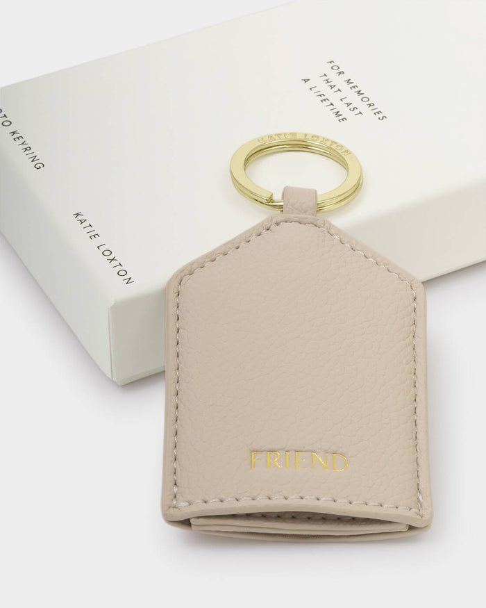 Boxed Photo Keychain 'Friend' in Oyster