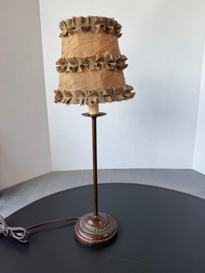 Bronzed Resin Accent Lamp with Ruffled Shade (WORKS)