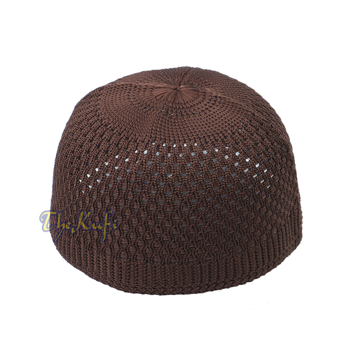 Brown Open-Weave Stretchy 100% Nylon Kufi Skull Caps