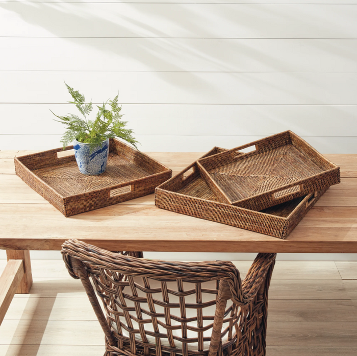 Burma Rattan Ottoman Serving Tray - 13 Hub Lane   |  Woven Trays
