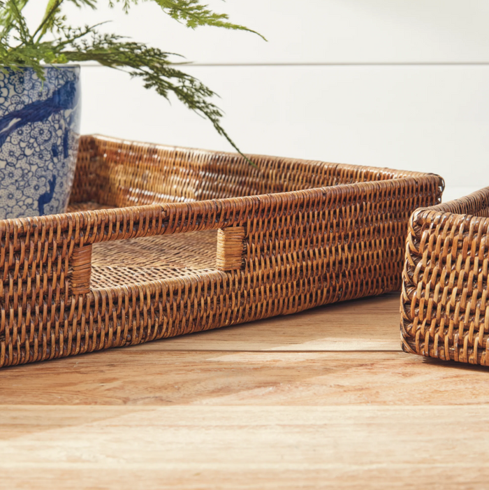 Burma Rattan Ottoman Serving Tray - 13 Hub Lane   |  Woven Trays