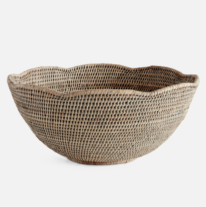 Burma Rattan Scalloped Edge Bowl - 13 Hub Lane   |  Rattan Bowls