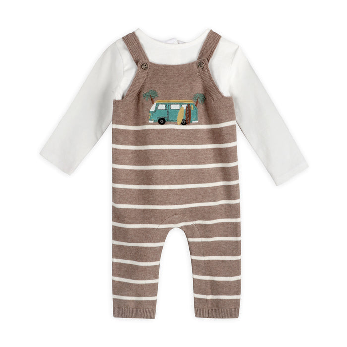 Camper Van Embroidered Baby Knit Overall Set (Organic Cotton)