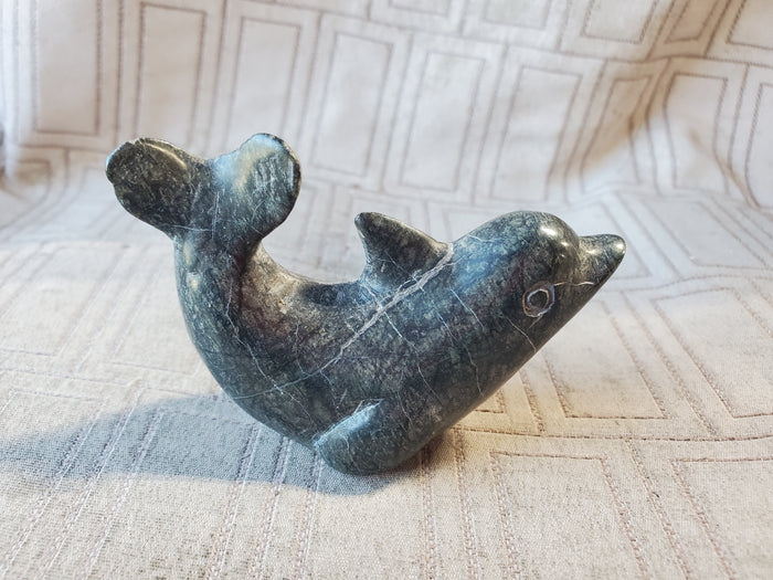 Carved Stone Dolphin Paperweight
