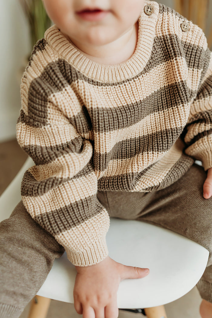 Casey Stripe Chunky Sweater Knit Baby Pullover (Organic Cotton)