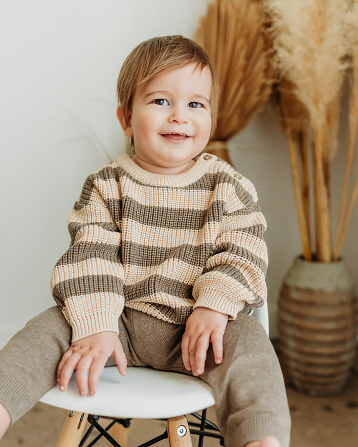 Casey Stripe Chunky Sweater Knit Baby Pullover (Organic Cotton)