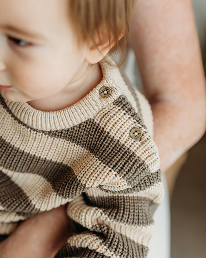 Casey Stripe Chunky Sweater Knit Baby Pullover (Organic Cotton)