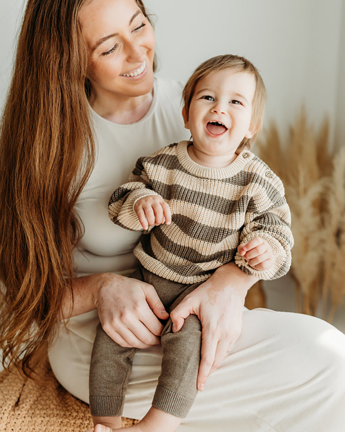 Casey Stripe Chunky Sweater Knit Baby Pullover (Organic Cotton)