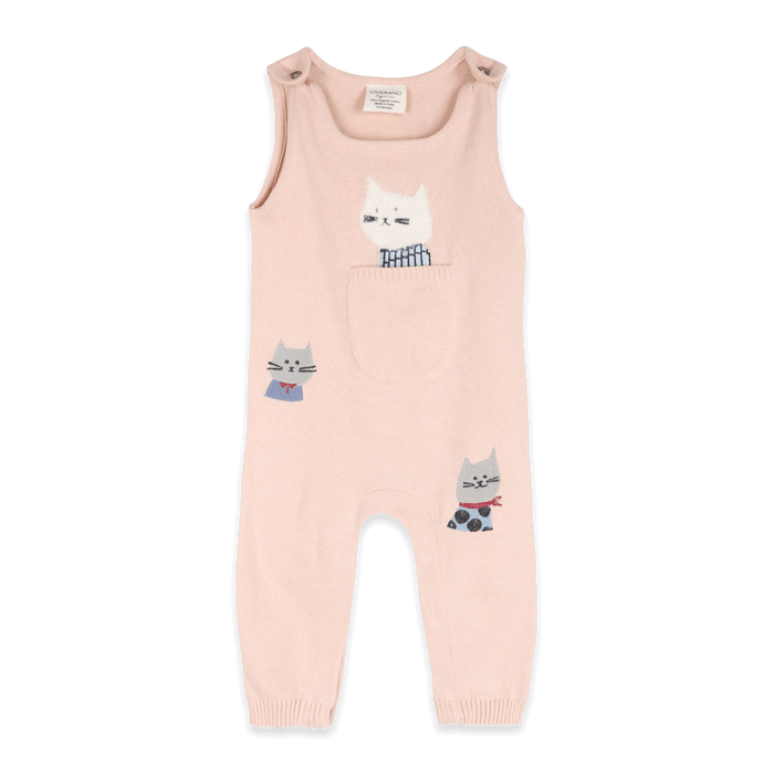 Organic Cotton Cat's Meow Knit Baby Overall Set, Front