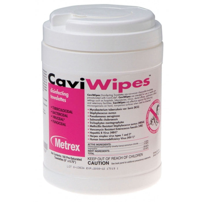 CaviWipes Surface Disinfectant Premoistened Wipe 220 Count Canister, 6" x 6.75"