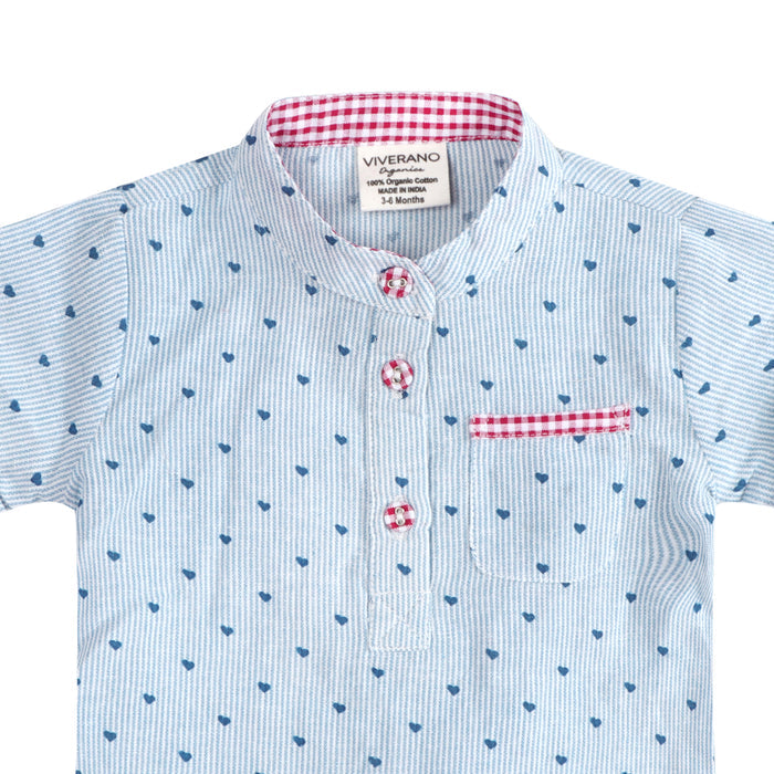 Cayden Ditsy Heart Baby Top Detail (Organic)