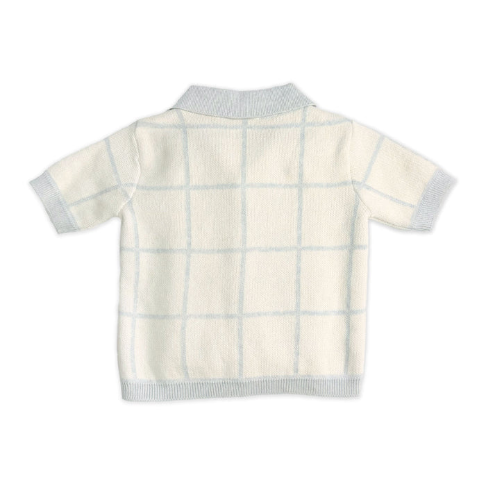 Checkered Jacquard Baby Shirt & Shorts Set (Organic Cotton) - Back