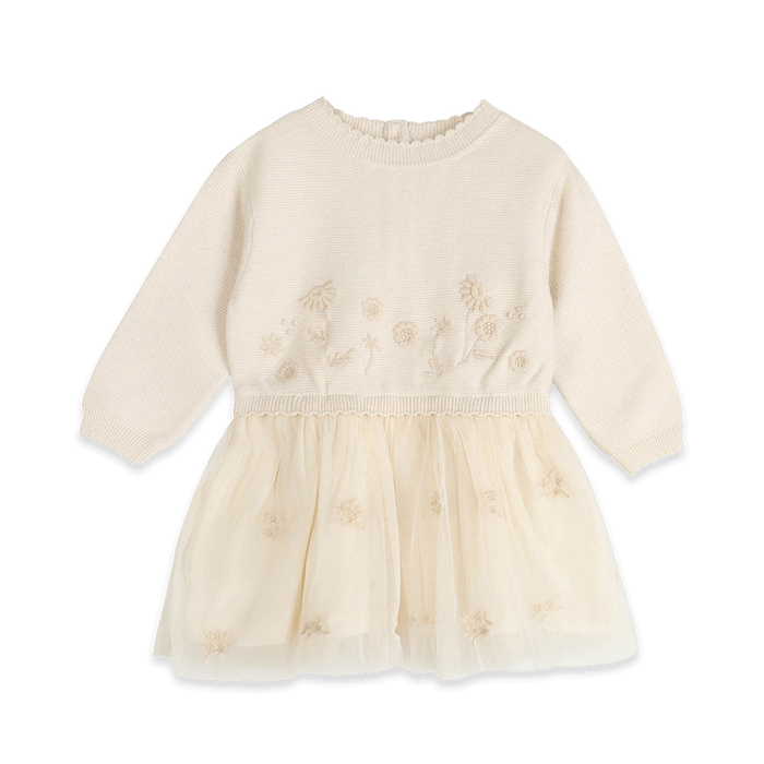 Clara Floral Knit Baby Tutu Dress, Organic Cotton