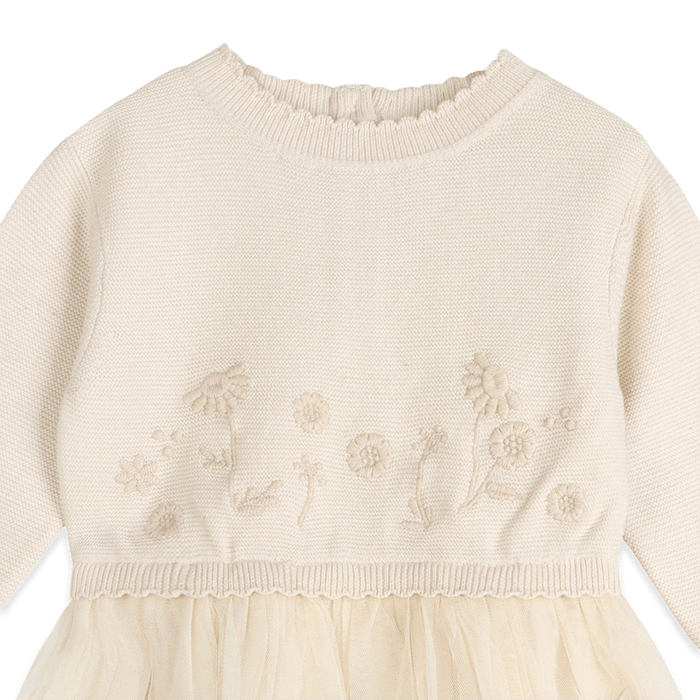 Organic Cotton Clara Floral Knit Baby Tutu Dress, Detail