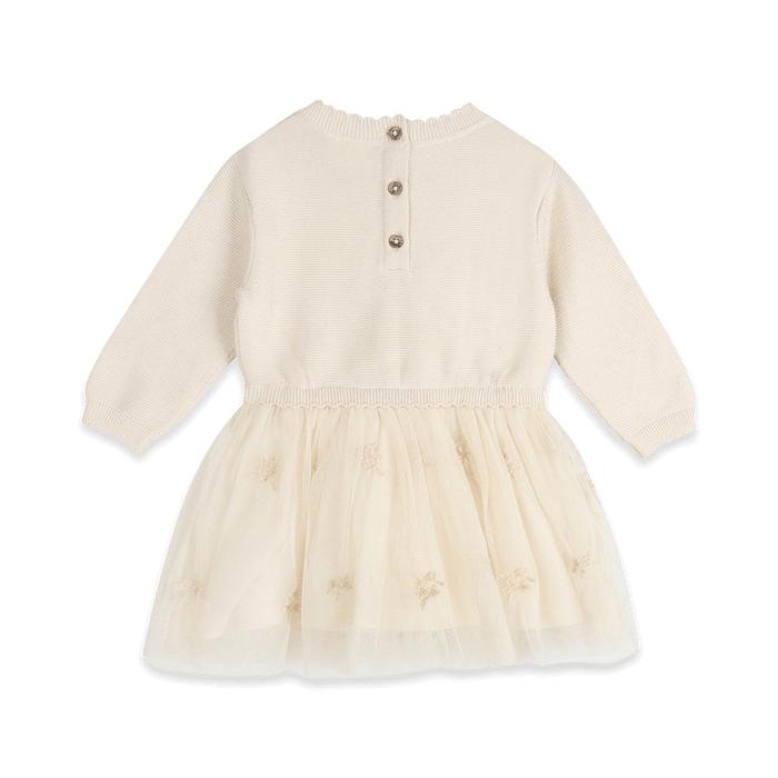 Organic Cotton Clara Floral Knit Baby Tutu Dress, Back