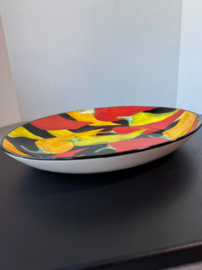 Clay Art Caliente Chili Peppers Large Oval Ceramic Serving Platter