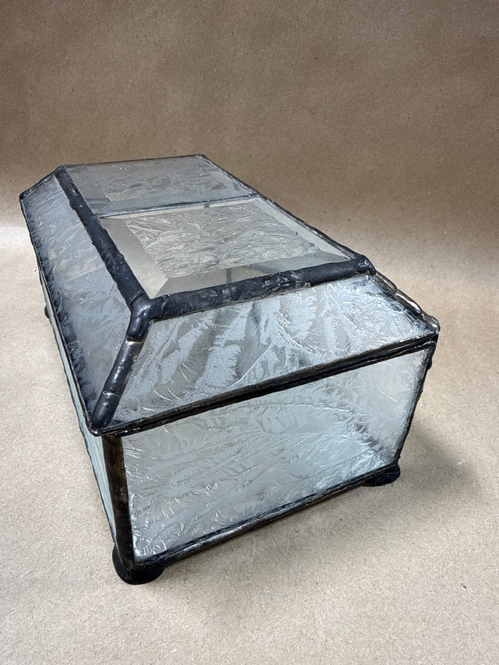 Clear Beveled Glass Trinket Box With Mirrored Bottom