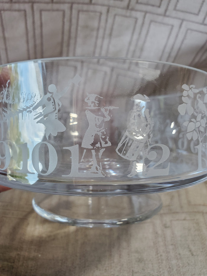 Clear Glass 12 Days of Christmas Pedestal Candy Dish