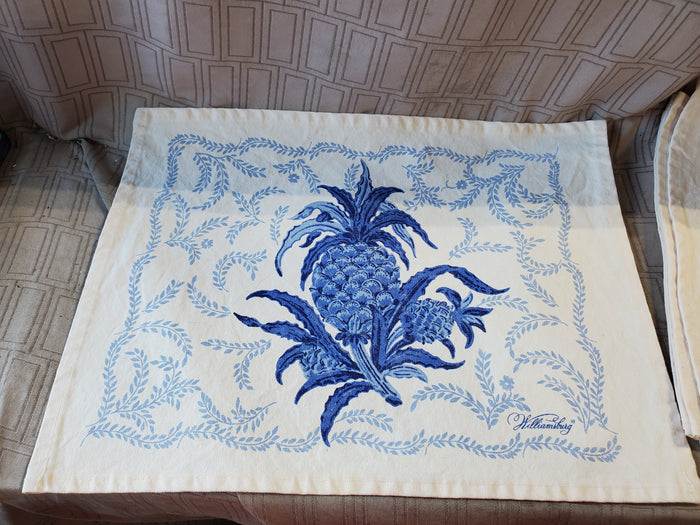 Colonial Williamsburg Blue and White Pineapple Fabric Placemats