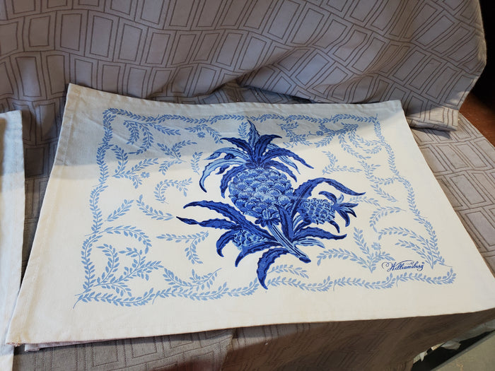Colonial Williamsburg Blue and White Pineapple Fabric Placemats