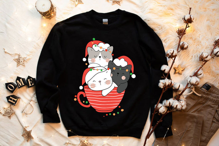 Cute Cats Cup Christmas Sweatshirt - foxberryparkproducts