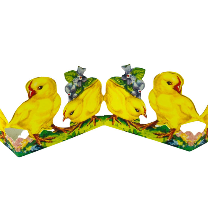 Cutout Easter chicks with violets
